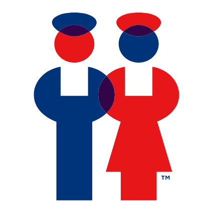 blue and red Man and woman icons from logo